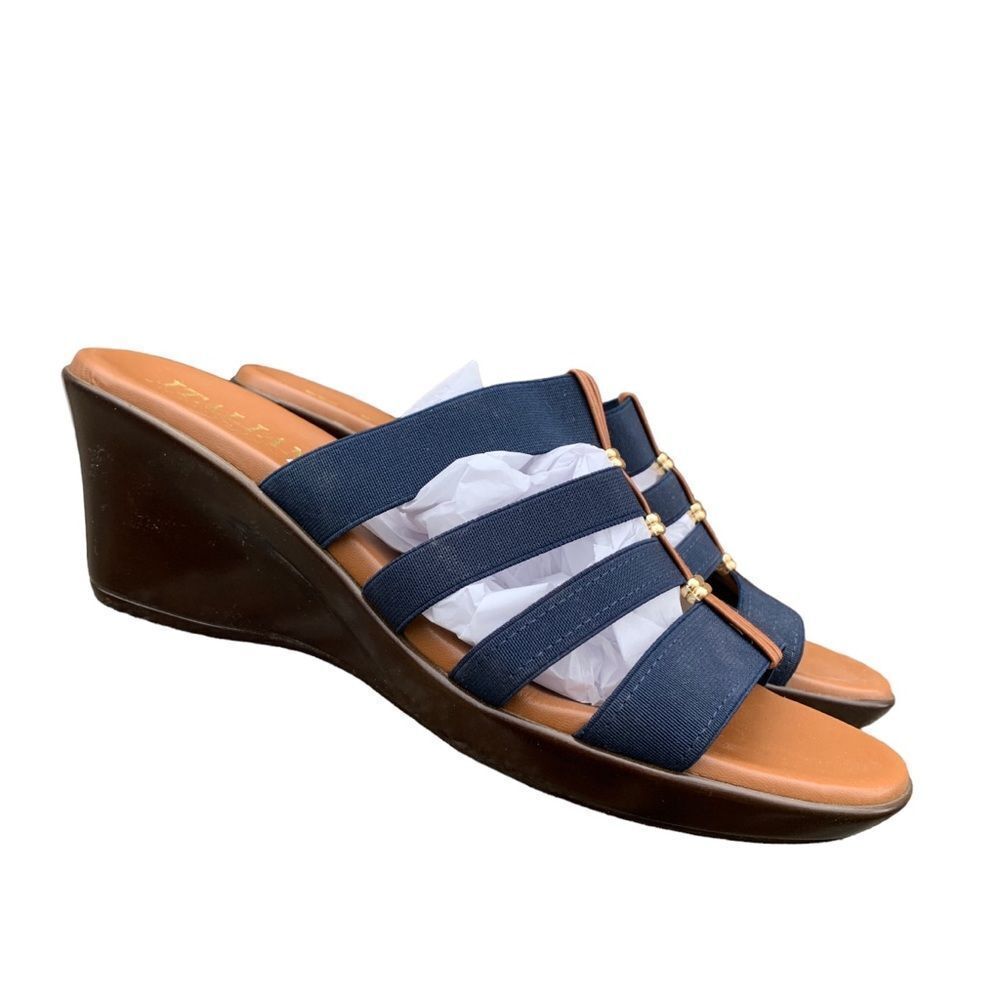 Italian Shoemakers Navy and Brown Wedge Sandals